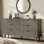 Commode 6 tiroirs avec panneaux ondulés, armoire de rangement Boho moderne avec cadre solide et poignées en métal, rangement polyvalent pour la chambre à coucher, le salon, l'entrée, le couloir et le placard