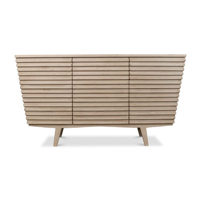 Commode 9 tiroirs côtelée, gris pierre