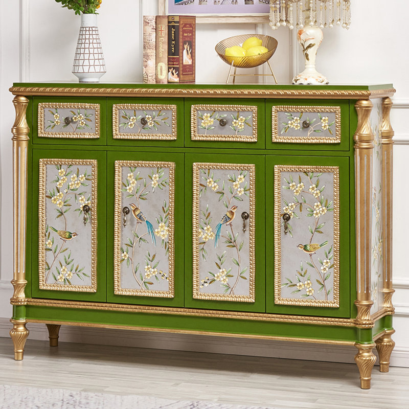 Banc de rangement vert en bois manufacturé