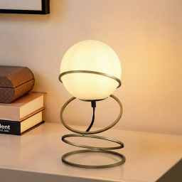 Lampe de table 13,5 "spirale or mat avec abat-jour en verre - DEL