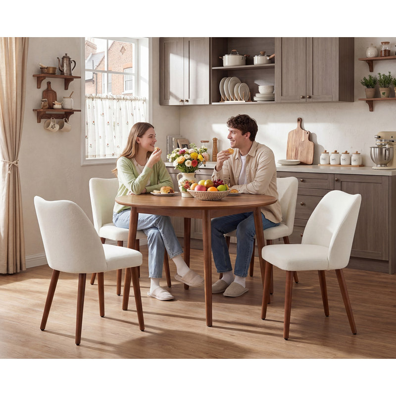Upholstered Dining Chair, White, White