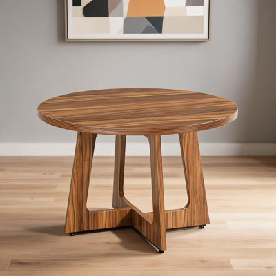 47" Round Dining Table for 4-6, 300 Lbs MDF Kitchen Table Ergonomic Legs, Walnut