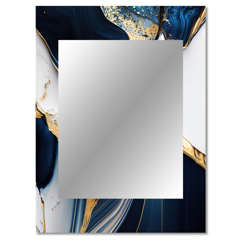Abstrait Geode Waves Gold I - miroir décoratif abstrait, miroir mural moderne, impression d'art en métal, 40 po x 30 po