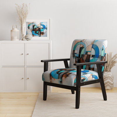 Chaise d'appoint Mid-Century, fauteuil rembourré coloré abstrait - Fusion Mid-Century abstrait coloré I