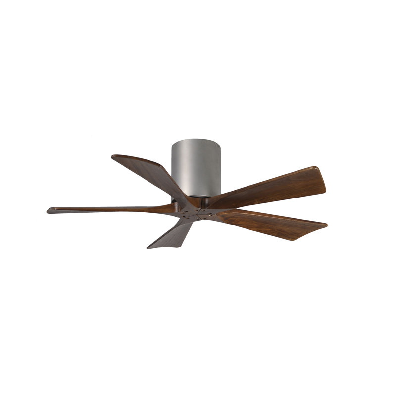 Ventilateur à pales encastré 5 pales Irene, Nickel brossé, 42", Ton noyer