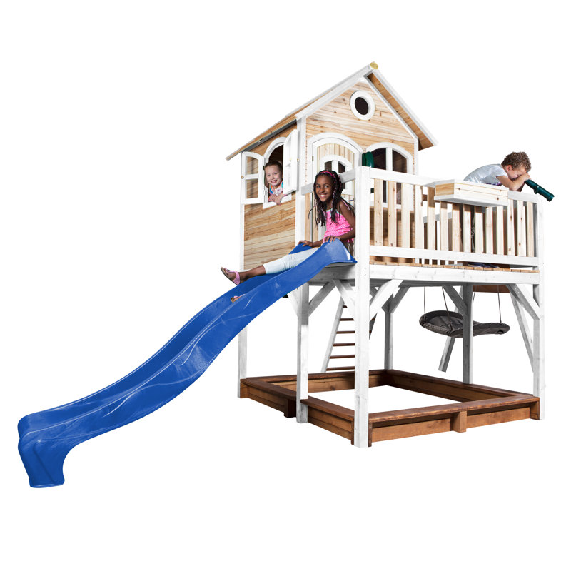 Liam AXI Swing Set with Swing(s) , 1 Slide(s), Brown/White, Blue