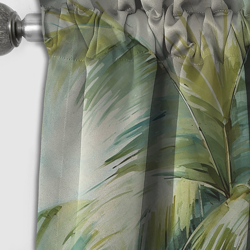 Green Minimalisme Palm Trees I - rideau occultant floral avec palmiers et palmiers - 1 panneau, L 52 po x L 63 po