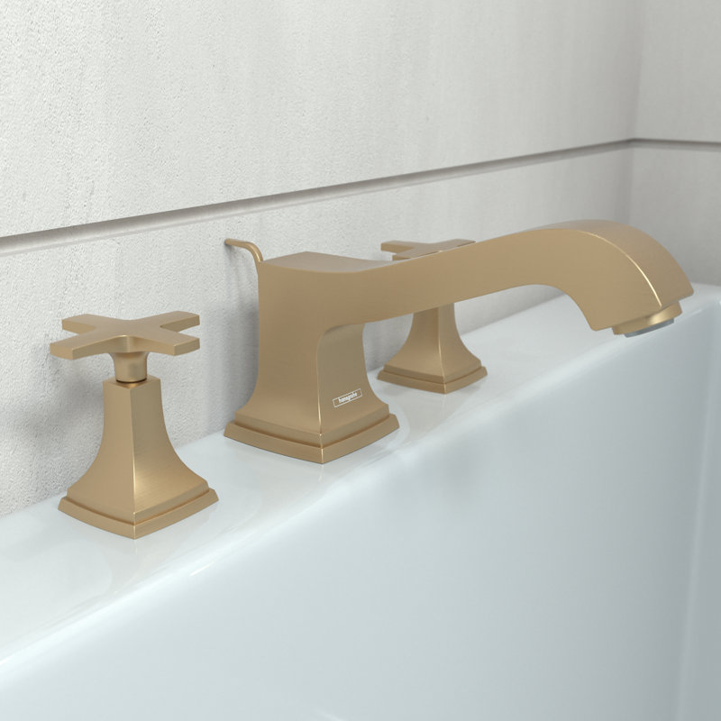 Hansgrohe Metropol Classic 3-Hole Roman Tub Set Trim Only, Brushed Bronze, Cross Handle