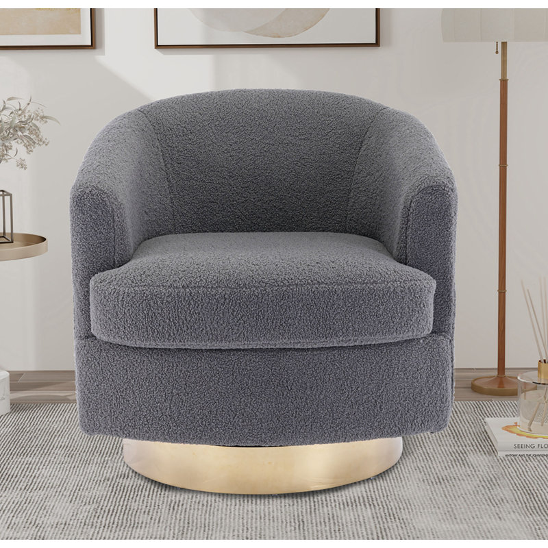 Fauteuil demi-tonneau pivotant Mohun, Boucle gris