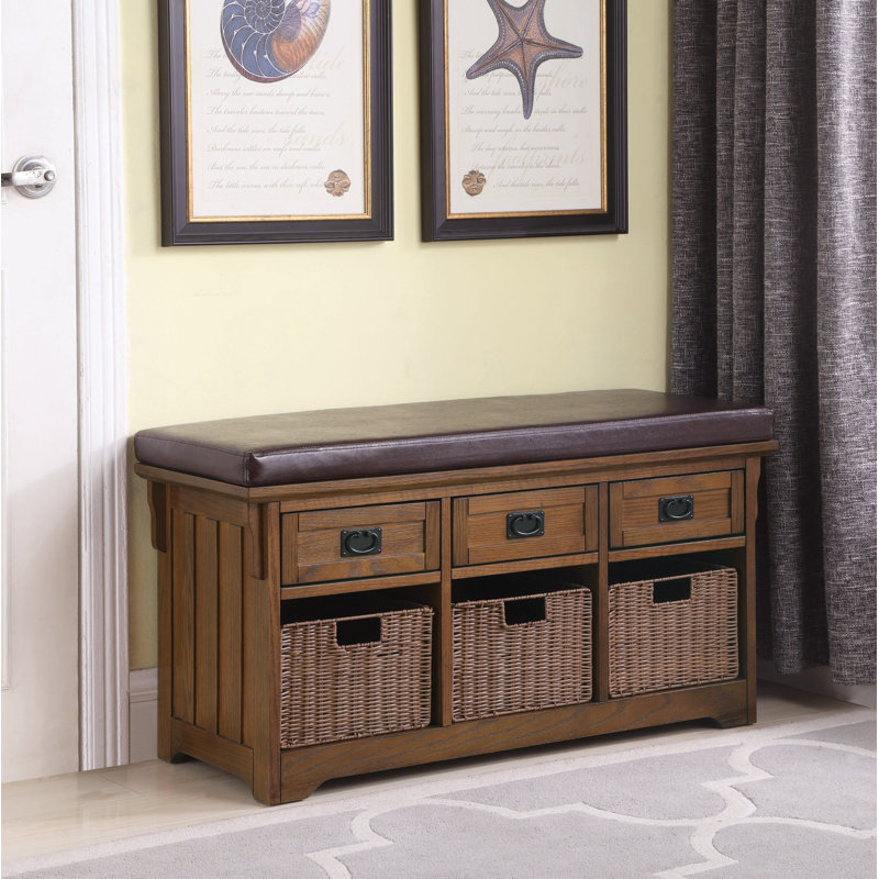 Banc en cuir Aanya, H 23 po x l 42 po x P 15,25 po
