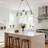 4-Light Dimmable  Modern Linear Pendant Light with Seeded Glass, in Brushed Antique Silver for Dining Room