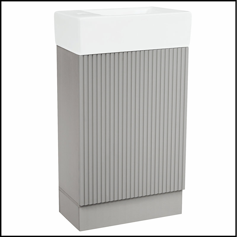 Meuble-lavabo de salle de bain en céramique durable avec lavabo et tablette réglable, parfait pour une utilisation à gauche ou à droite