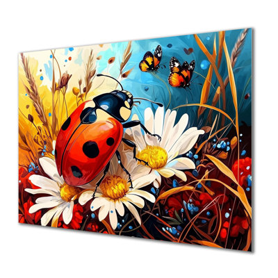 Watercolor Ladybugs Dreamy Garden III - décoration murale en métal, impression moderne