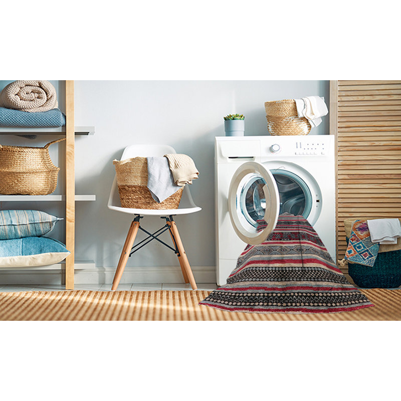 Tapis 100% moderne de style Mid-Century lavable à la machine 749, Rond 4 pi