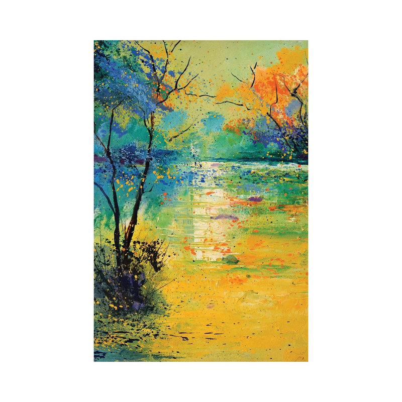 Light On A Pond by Pol Ledent - Wrapped Canvas Painting, 20.32 cm H x 30.48 cm W