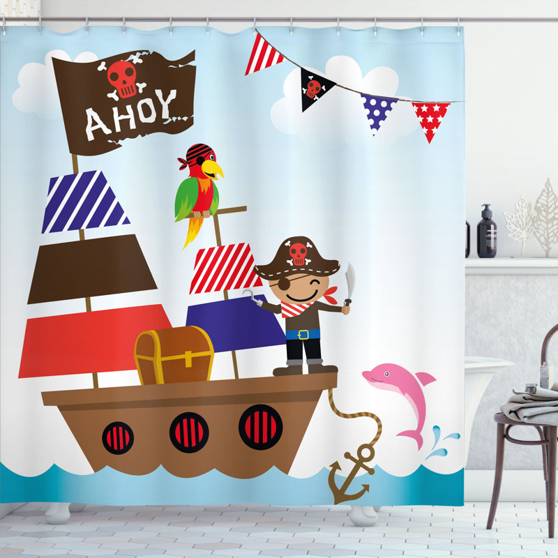 Shower Curtain with Hooks Included, 70" H x 69" W