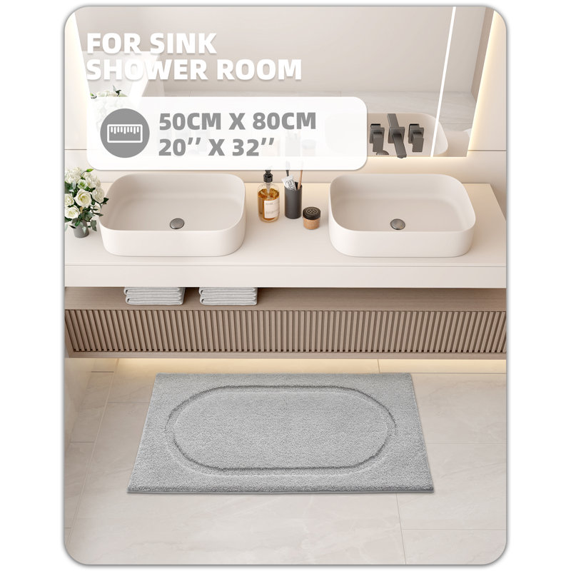 Tapis pour salle de bain Wesleigh, Gris clair, L 20 po x L 32 po