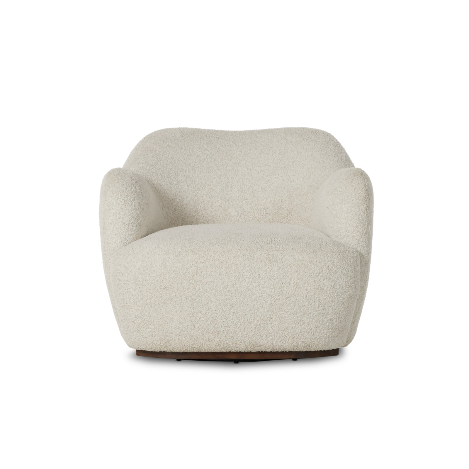Alaska Oak Genuine Leather Swivel Barrel Chair, Sheldon Ivory Polyester Blend