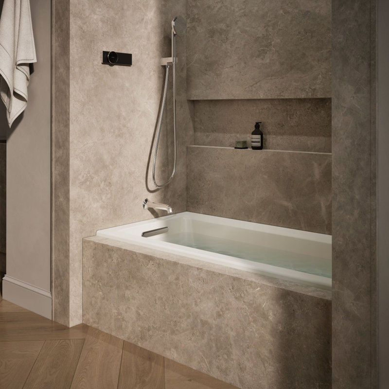 Baignoire à massage à bulles en alcôve avec drain à gauche 60 po x 30 po Archer®, Biscuit, Gauche