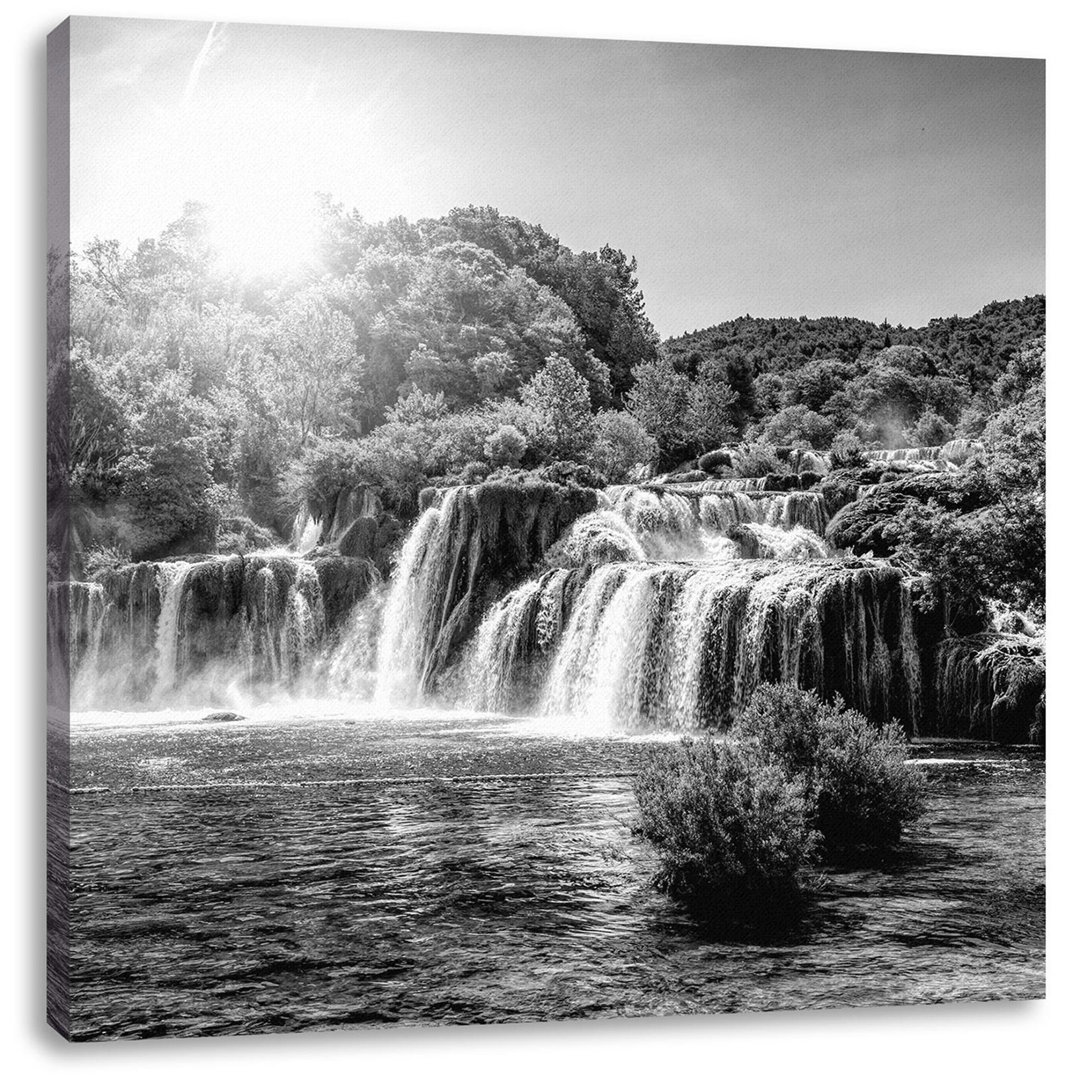 Leinwandbild Waterfalls in Autumn at Sunset