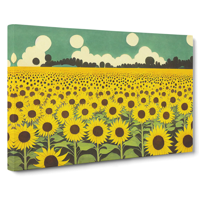 Magnificent Sunflower Field - Wrapped Canvas Print, 50cm H x 76cm W x 3cm D
