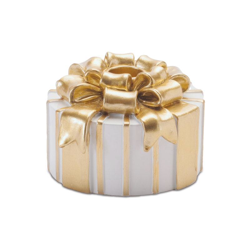 Présentoir des Fêtes avec porte-bougie (ensemble de 3), Blanc, doré