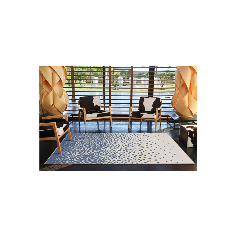 Blue Flowing Pixel Patterned Woven Base Carpet, Runner 2'6" x 6'7"