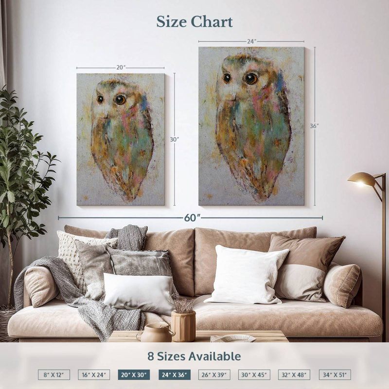 Brampt Pastel Abstract Owl, 36" H x 24" W