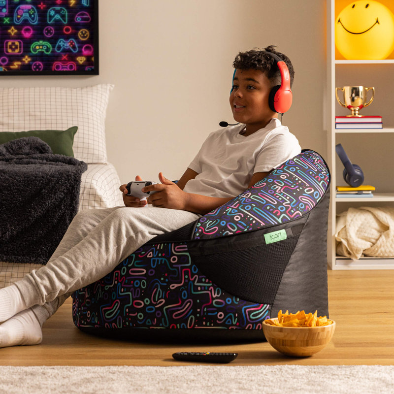 Meta Gaming Recliner, Black/Blue/Pink
