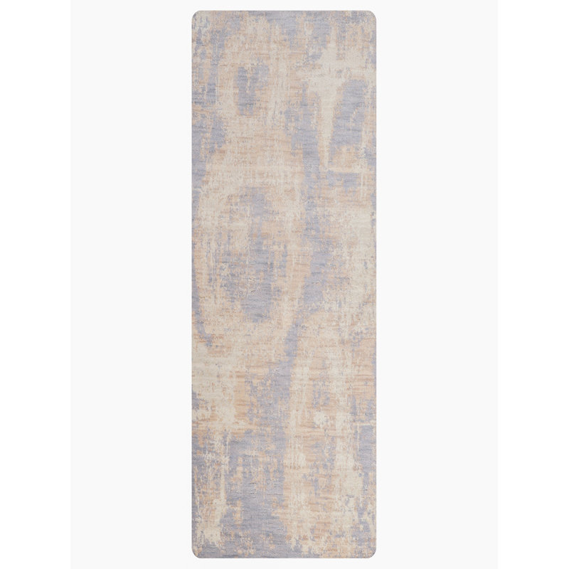 Tapis tissés à la main en laine tissée à la main - forme rectangulaire, couleur beige bleu, design moderne abstrait, tapis épais antidérapants faits à la main pour salon, chambre à coucher