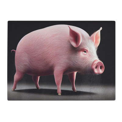 Cute Pig  Glass Chopping Board