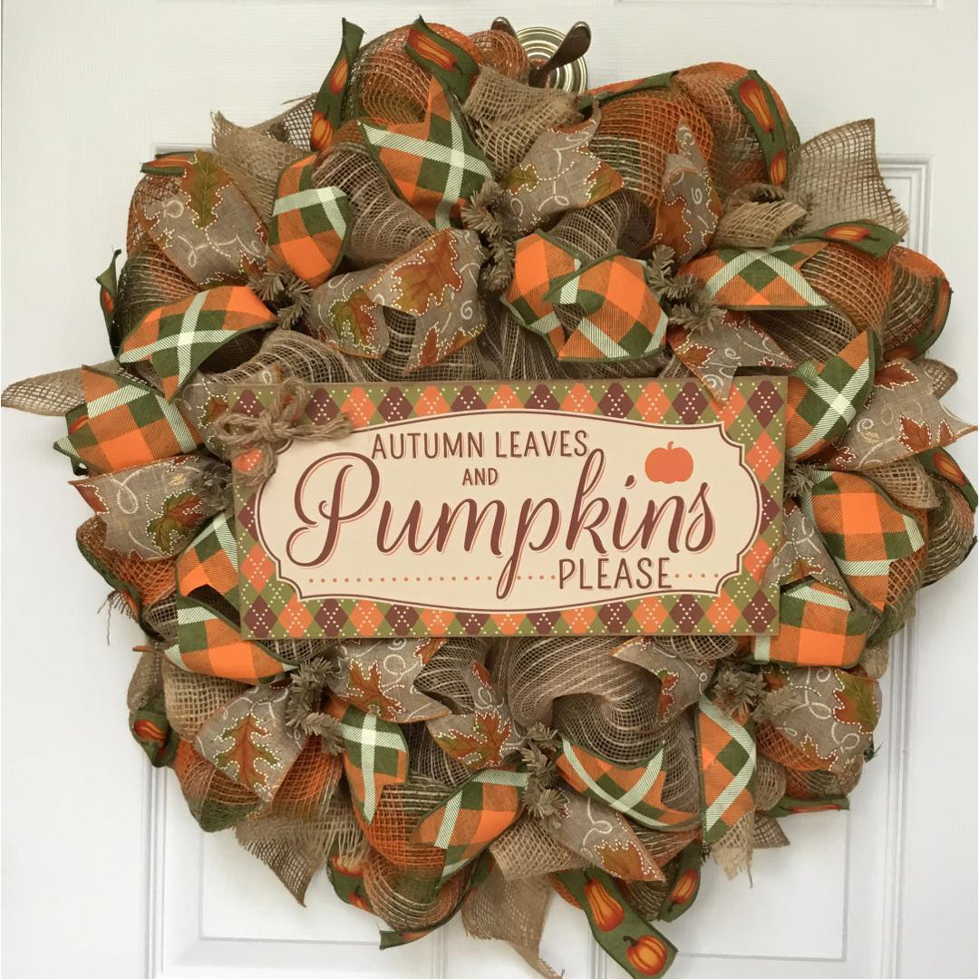 Autumn Leaves Pumpkins Please Harvest Wreath The Holiday Aisle®