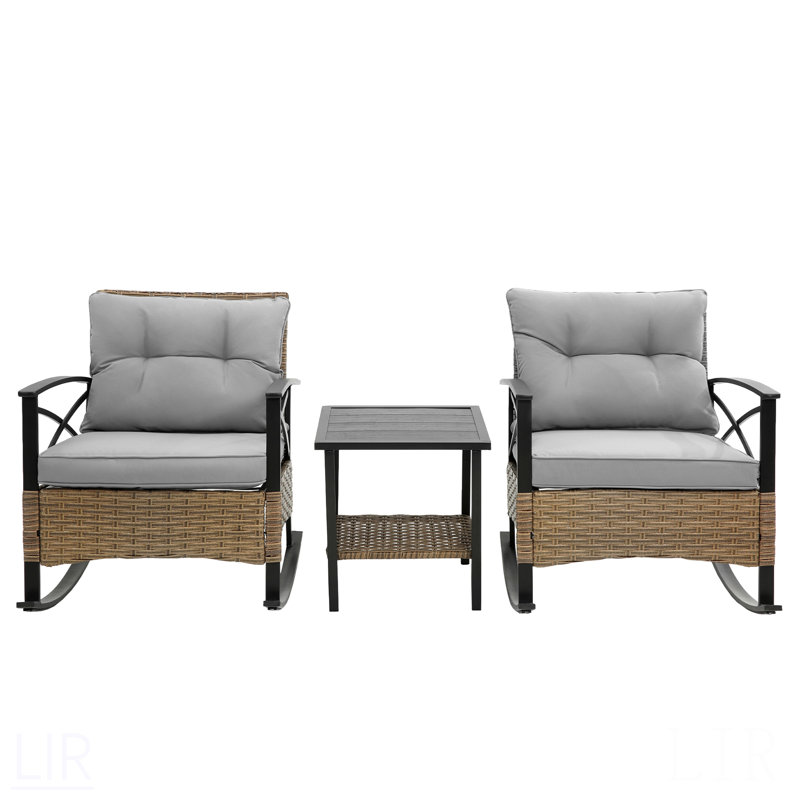 Ensemble de chaises berçantes 3 pièces, Gris