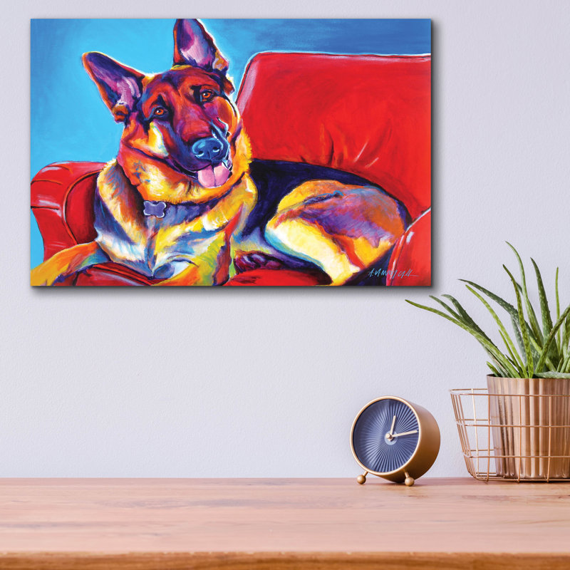 "Gsd - Zeke" par Dawg Painter, H 12 po x l 16 po x P 0,13 po