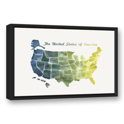 Watercolor United States Map, reproduction d'art sur toile