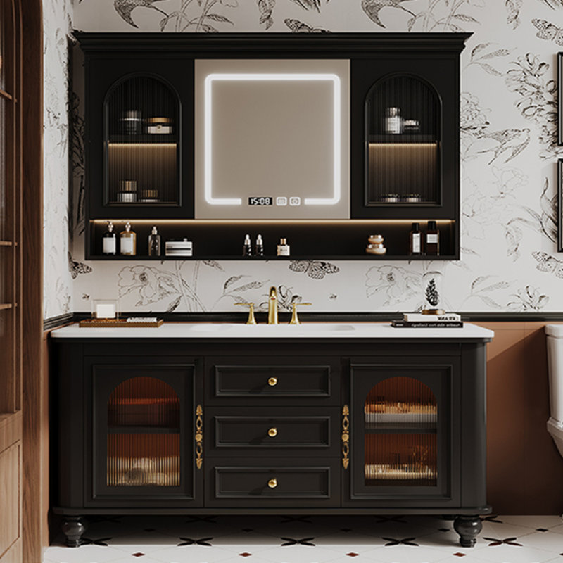 Armoire de salle de bain simple de style médiéval, H 32,28 po x l 55,12 po x P 21,65 po