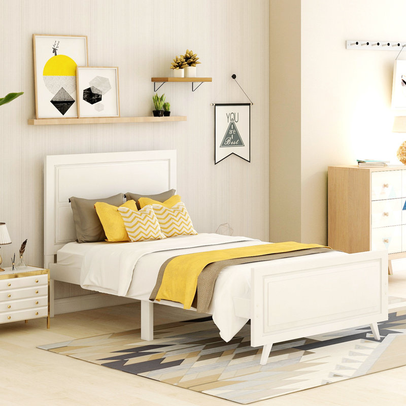 Lit plateforme simple Aswini, Blanc