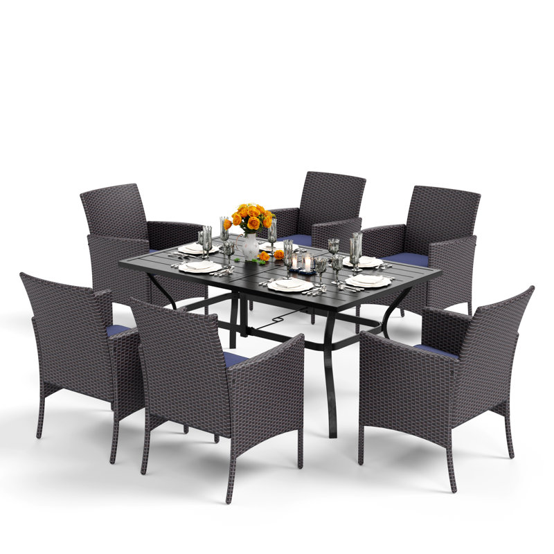Alyah 7 Piece Bar Height Dining Set with Cushions