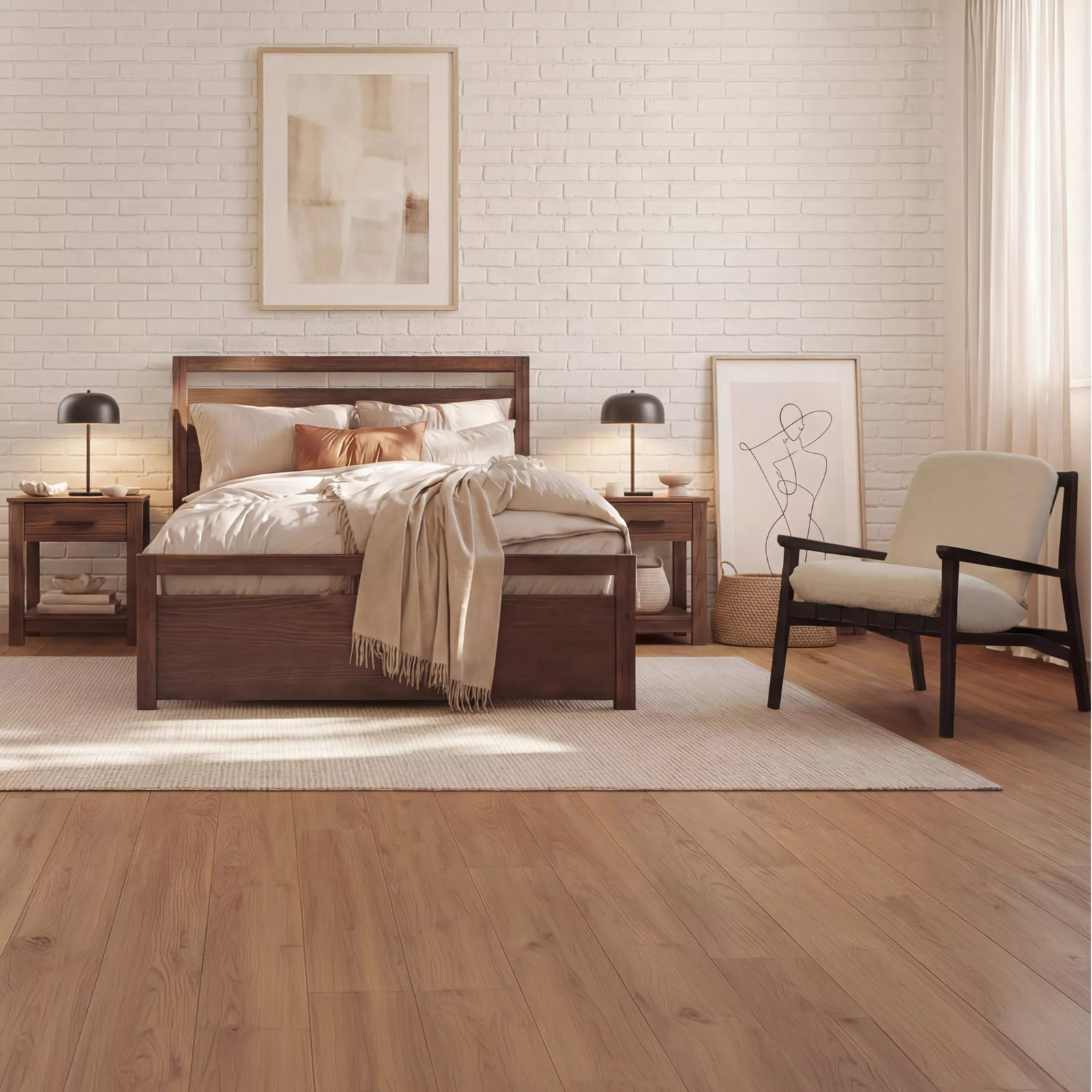 Loft Solid Wood Panel Bed, Queen, Brushed Mocha