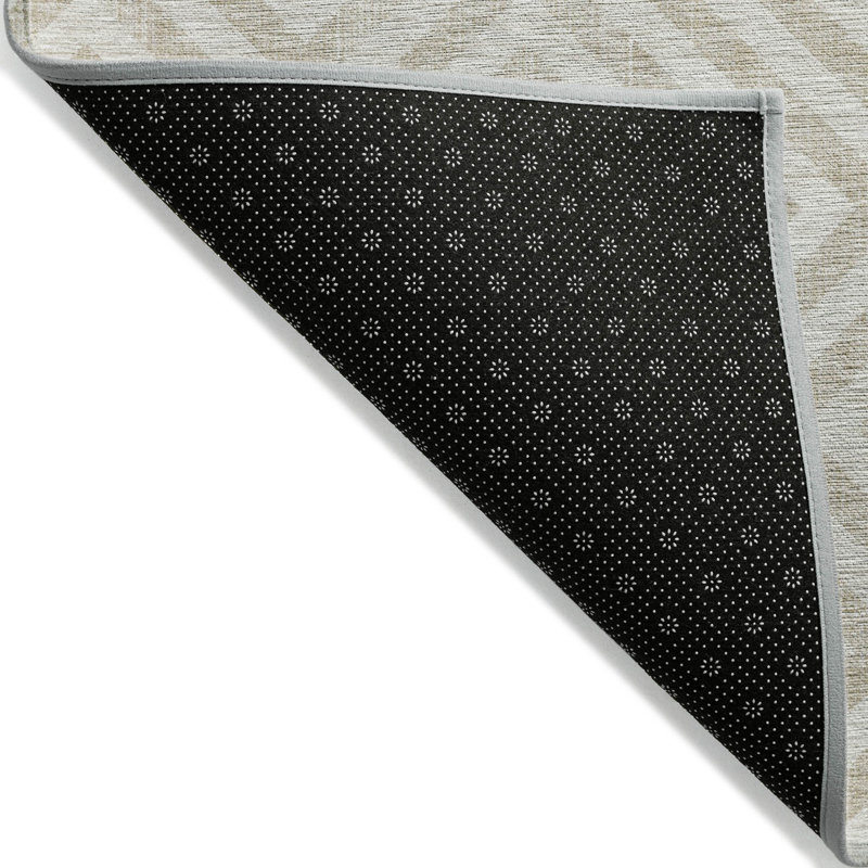 Tapis extérieur lavable à motif géométrique ivoire et beige 3 pi x 5 pi