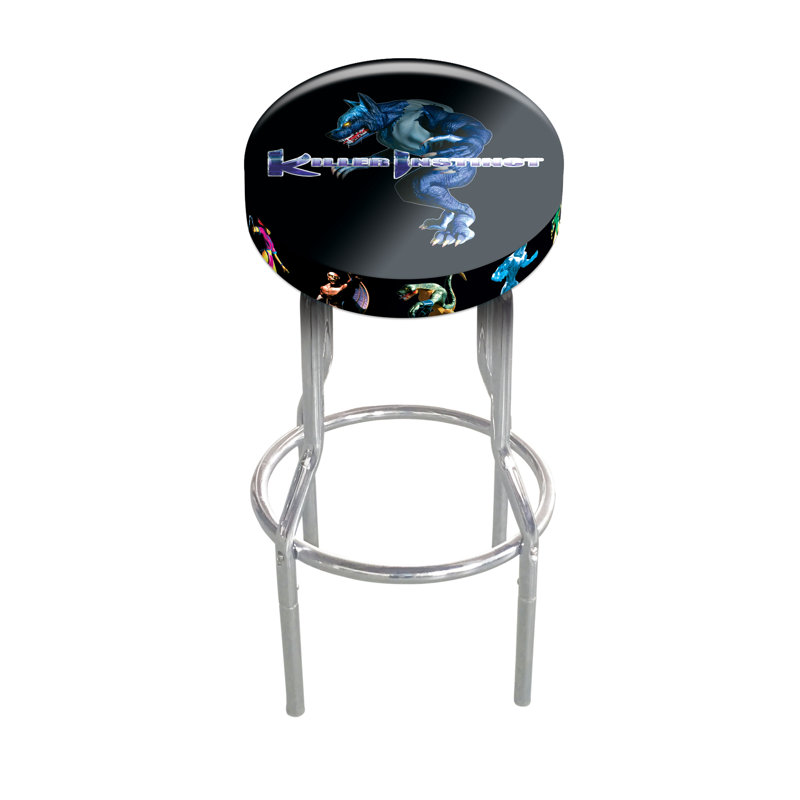 Adjustable Black and Chrome Metal Arcade Stool