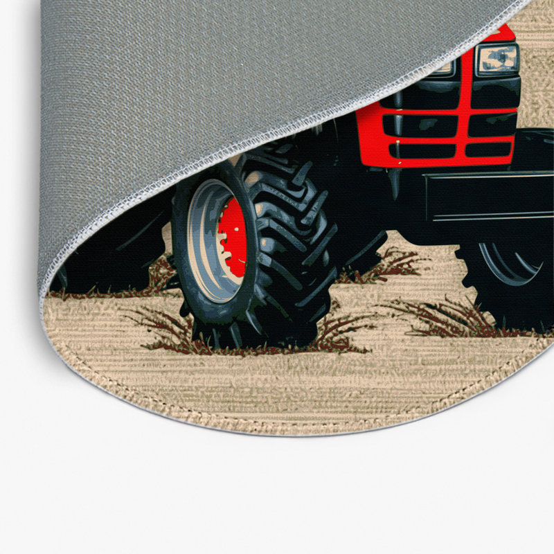 Transportation Brown Indoor and Outdoor Area Rug, Round 5'