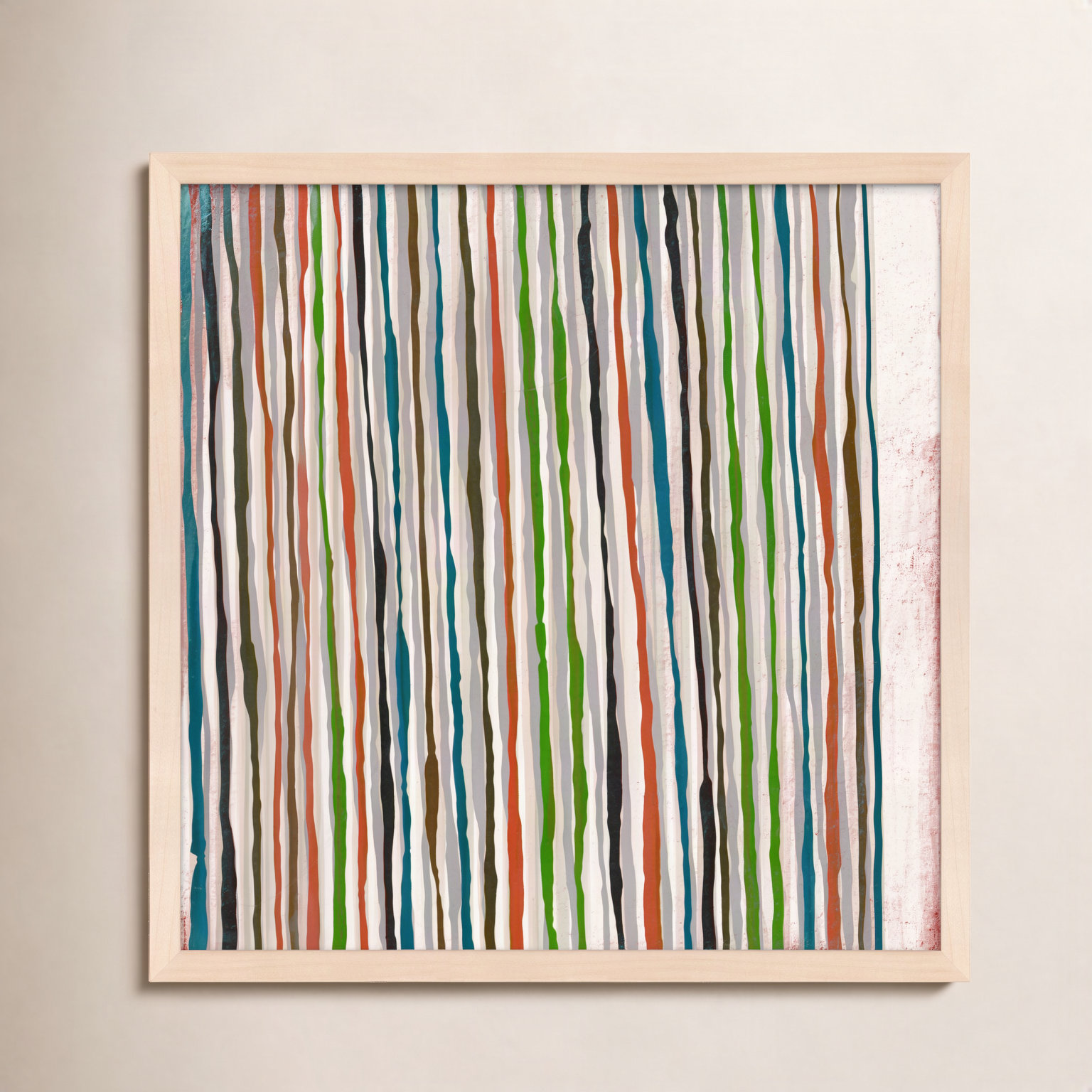 Untitled Linework Print by Marco Marella, Maple Paper Framed, 44" H x 44" W