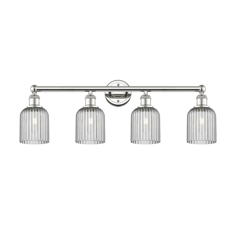 Éclairage pour meuble-lavabo à 4 lumières à intensité variable Fiennes Veil, Nickel poli, Gris fumée