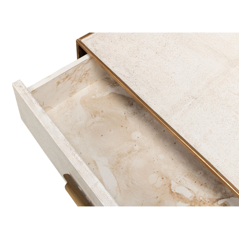 Shagreen 2 - Drawer Solid Wood Nightstand, Osprey White