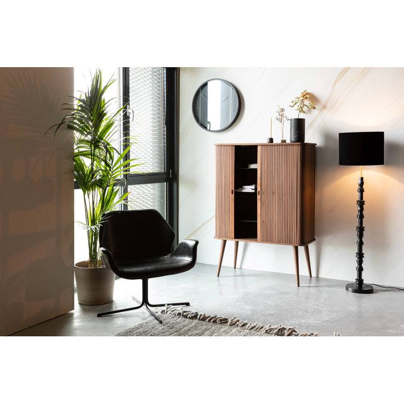 Totem Black Iron Floor Lamp with Velvet Shade 58''