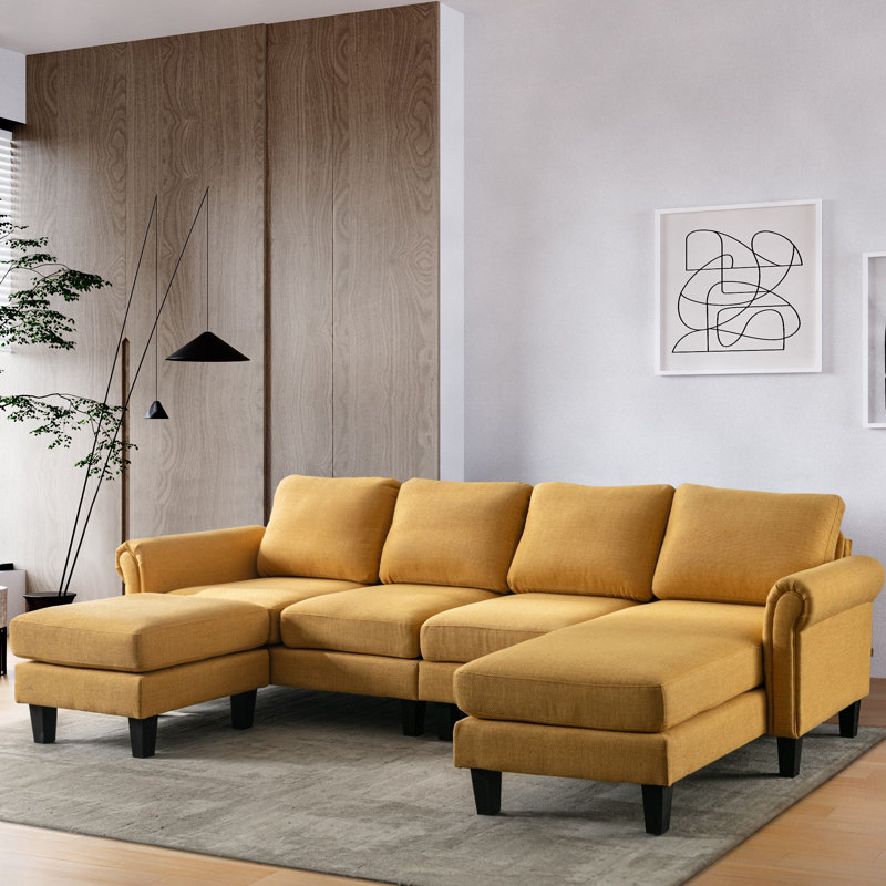 Canapés modulaires rembourrés 3 pièces Aindrea, Polyester Yellow