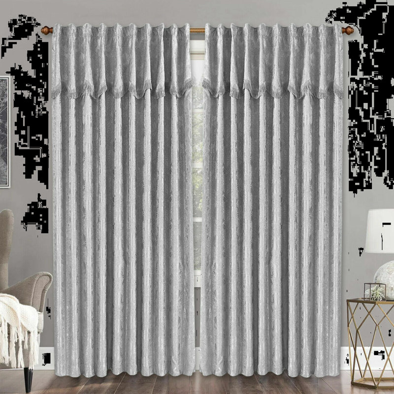 Dianelly Room Darkening Curtain Pair, Grey/Silver, 228cm Width x 274cm Drop