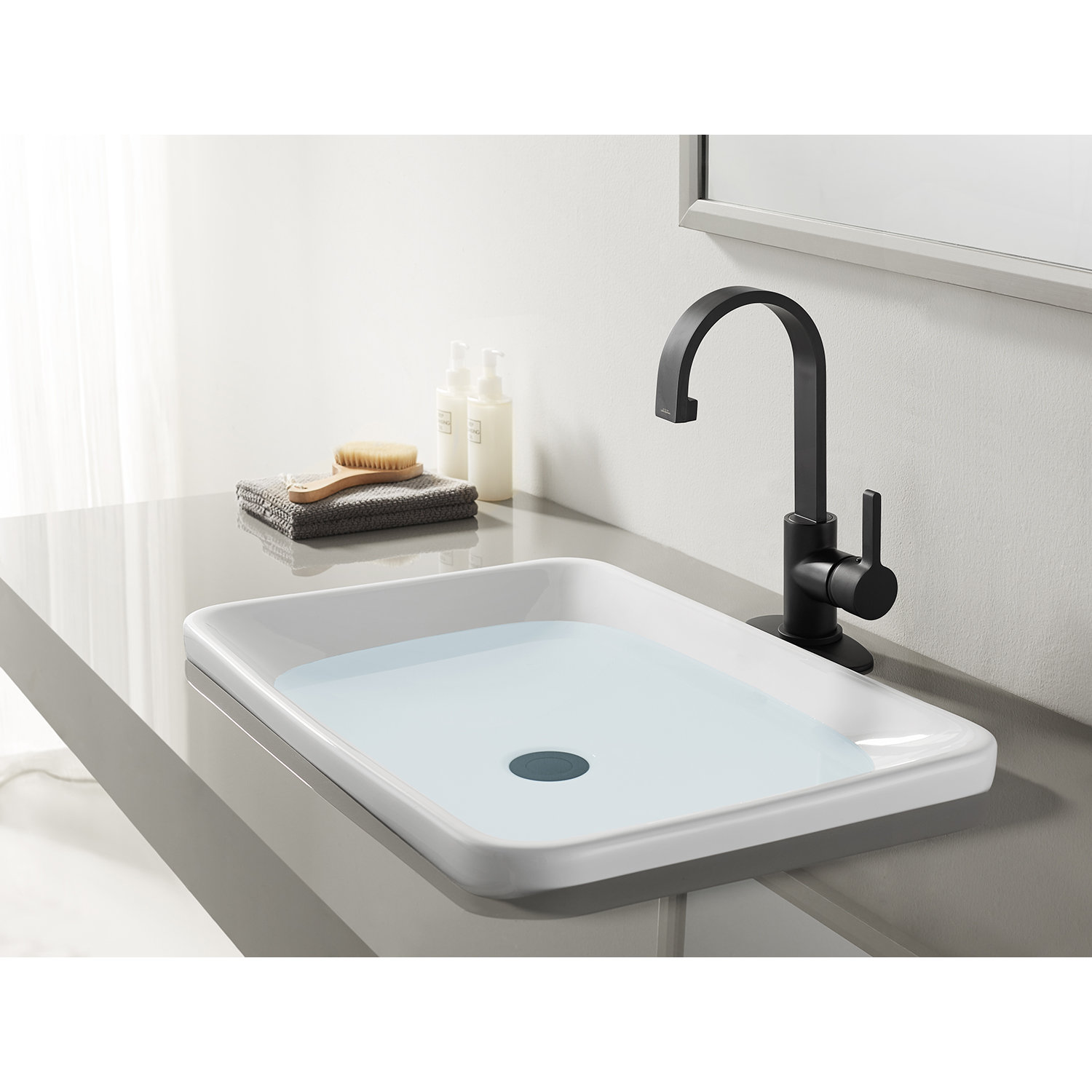 Continental Single-Hole Faucet with Push Drain, Matte Black