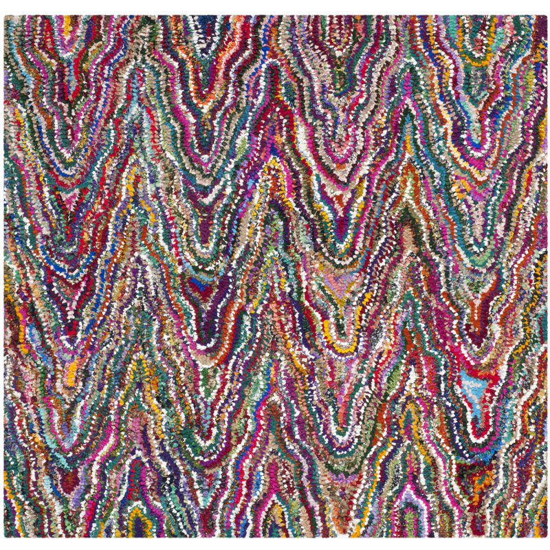 Anaheim Hand Tufted Performance Abstract Rug, Square 6'